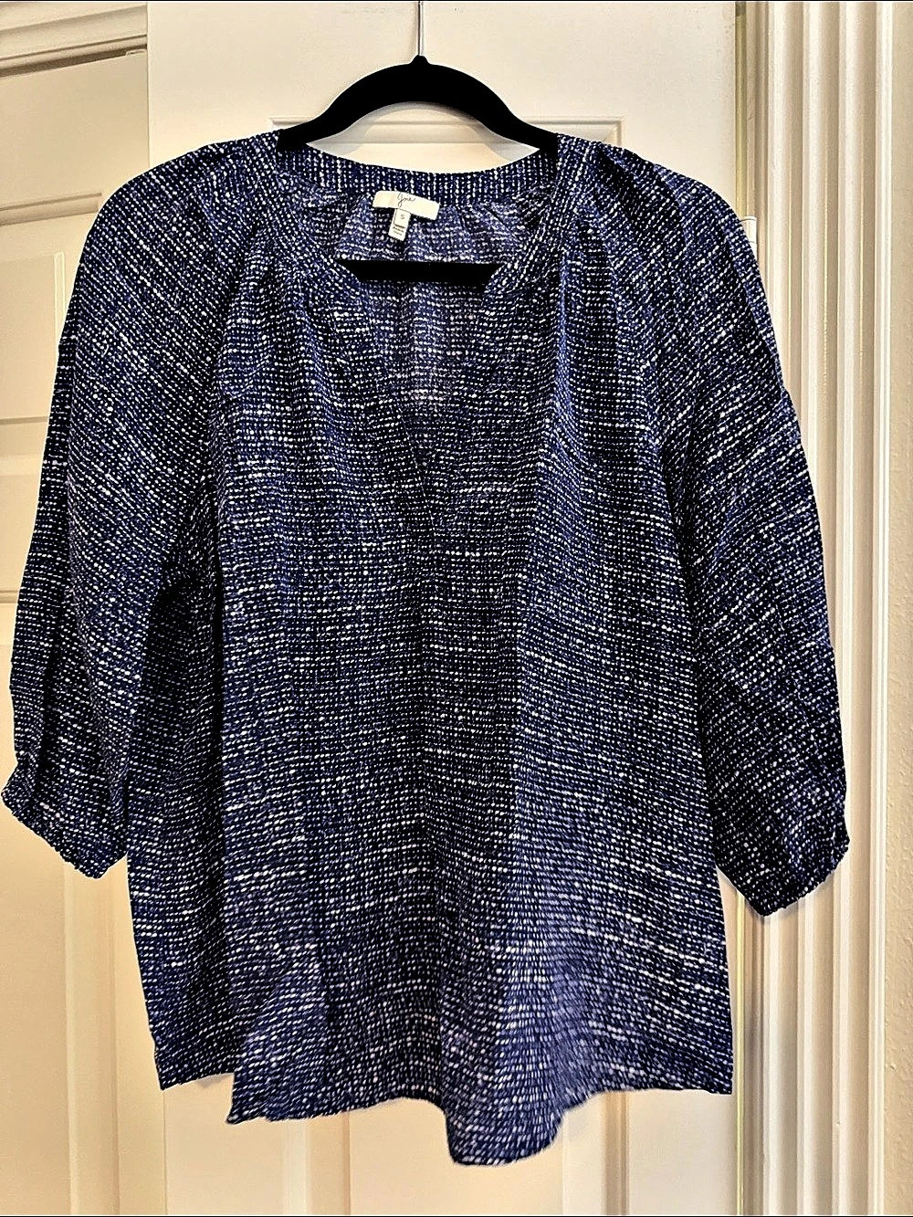 Joie Abstract Silk Blouse in Blue & White Size Small Like New